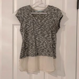 Maurices black and white knit shirt with silk bottom. Size M